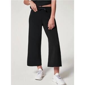 Spanx Air Essentials Crop Wide Leg Pants Very Black Medium Petite Casual Comfort